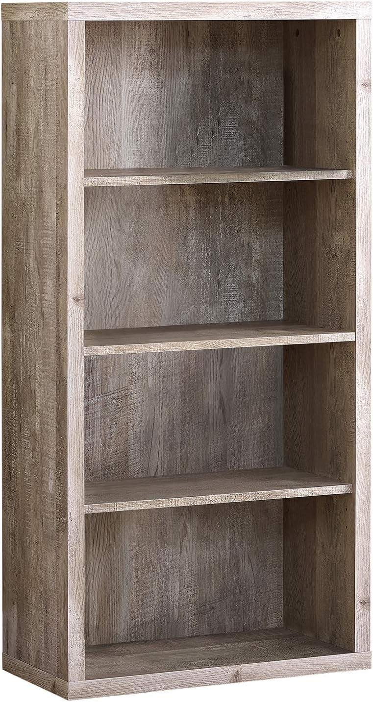 Taupe Medium Wood Adjustable 4-Shelf Bookcase