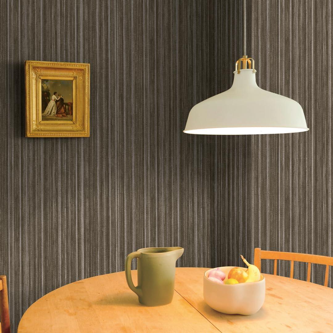 Tempaper & Co. 28 sq ft Faux Grasscloth Removable Peel and Stick Wallpaper Textured Bronze : Vinyl, Self-Adhesive, Thin Stripe Pattern