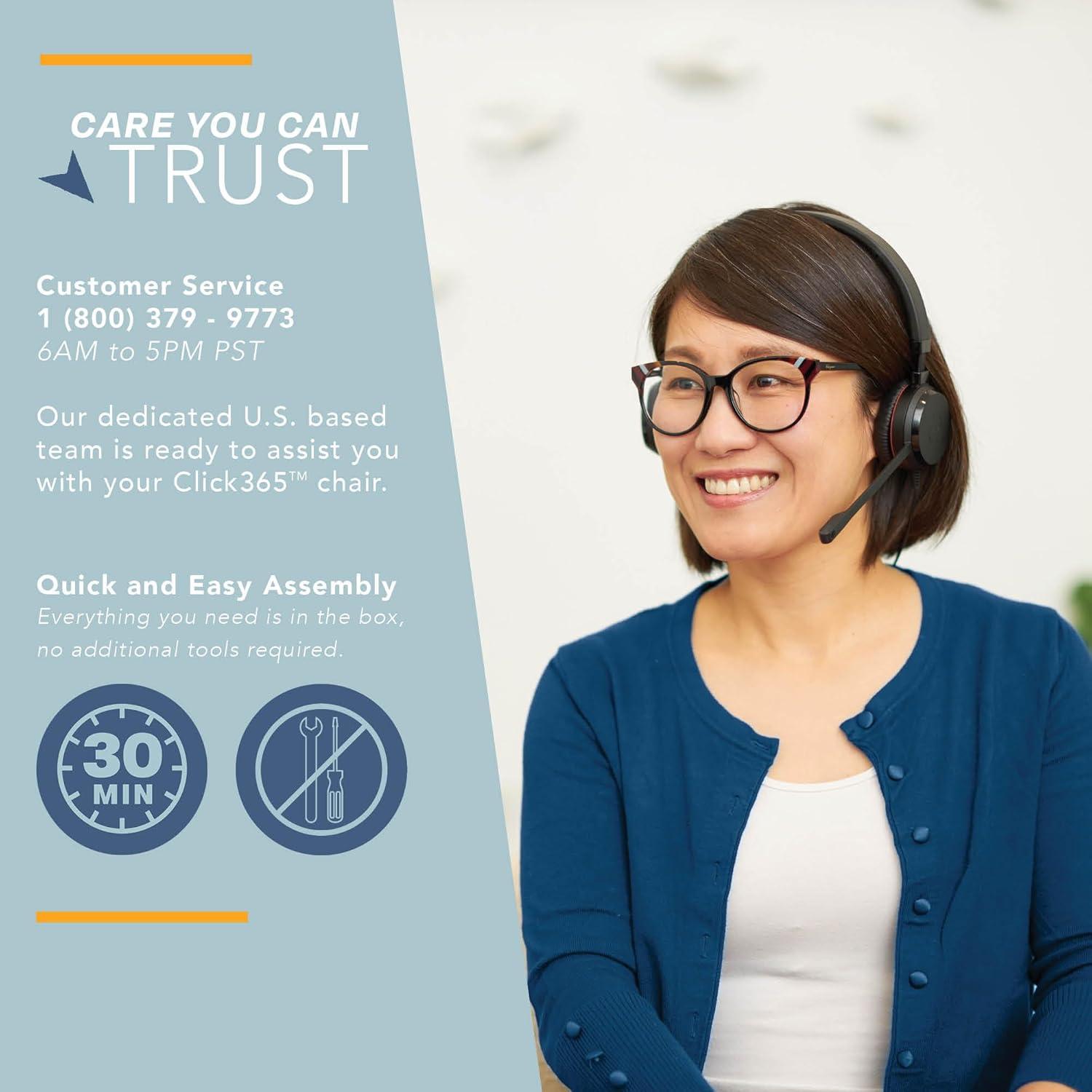 CLICK365 Click365 Classic Comfort Executive Office Chair, Ergonomic Mid-Back, Double-Layer Seat Cushion