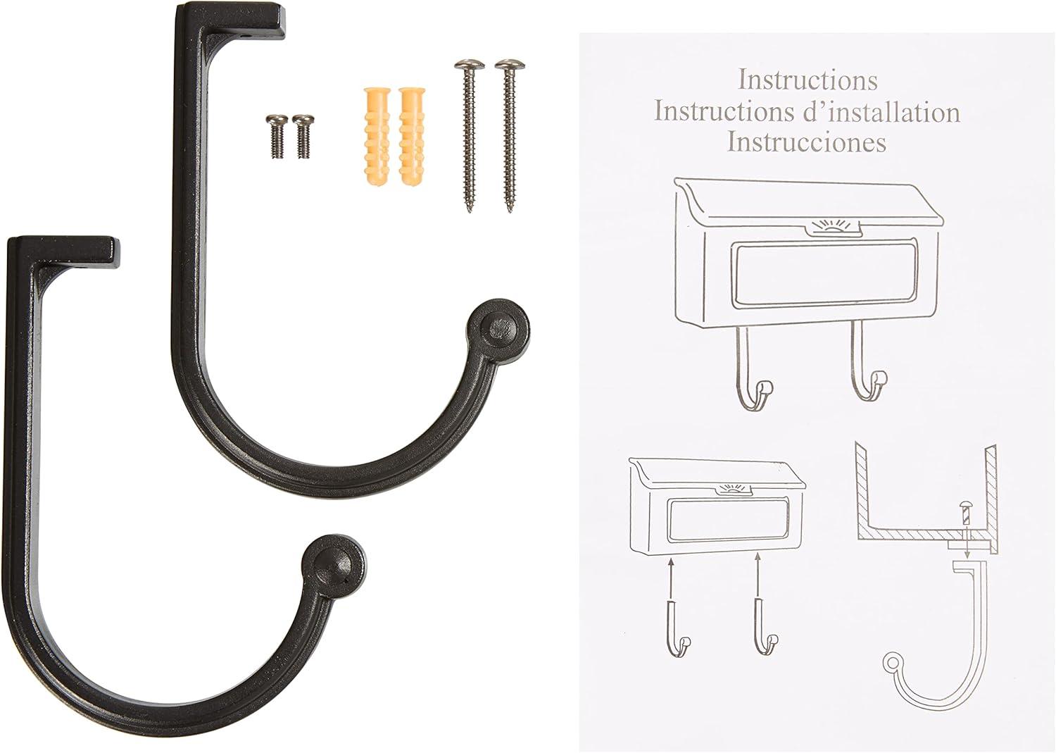 Cast Aluminum Metal Mailbox with Newspaper Hooks, Easy to Install Wall Mount, Heavy Duty, Rustproof Powder Coated Paint, Horizontal Mail Box for Outside House Porch - 16” x 4.25” x 8.25” (Black)