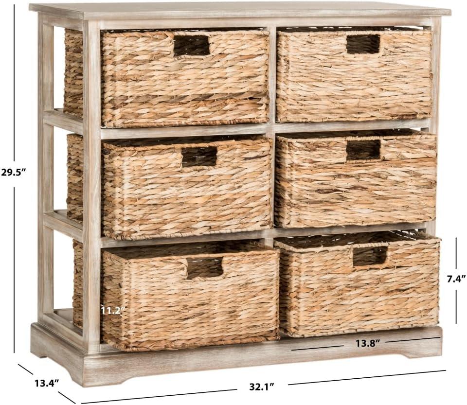 Keenan 6 Wicker Basket Storage Chest - White Wash - Safavieh.