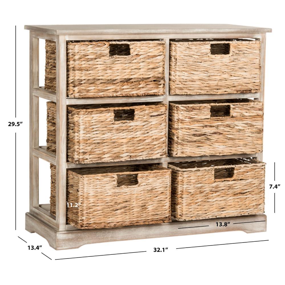 Keenan 6 Basket Storage Chest - AMH5740 - White Wash - Safavieh Couture