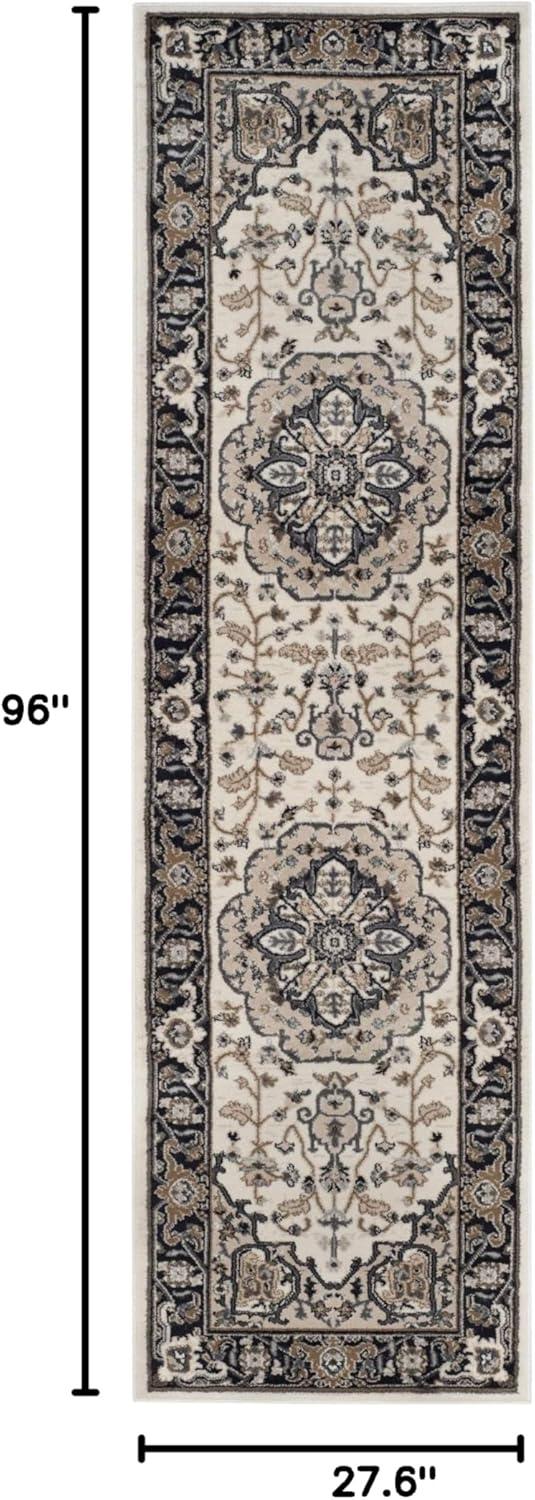 SAFAVIEH Lyndhurst Gina Traditional Bordered Runner Rug, Cream/Navy, 2'3" x 8'