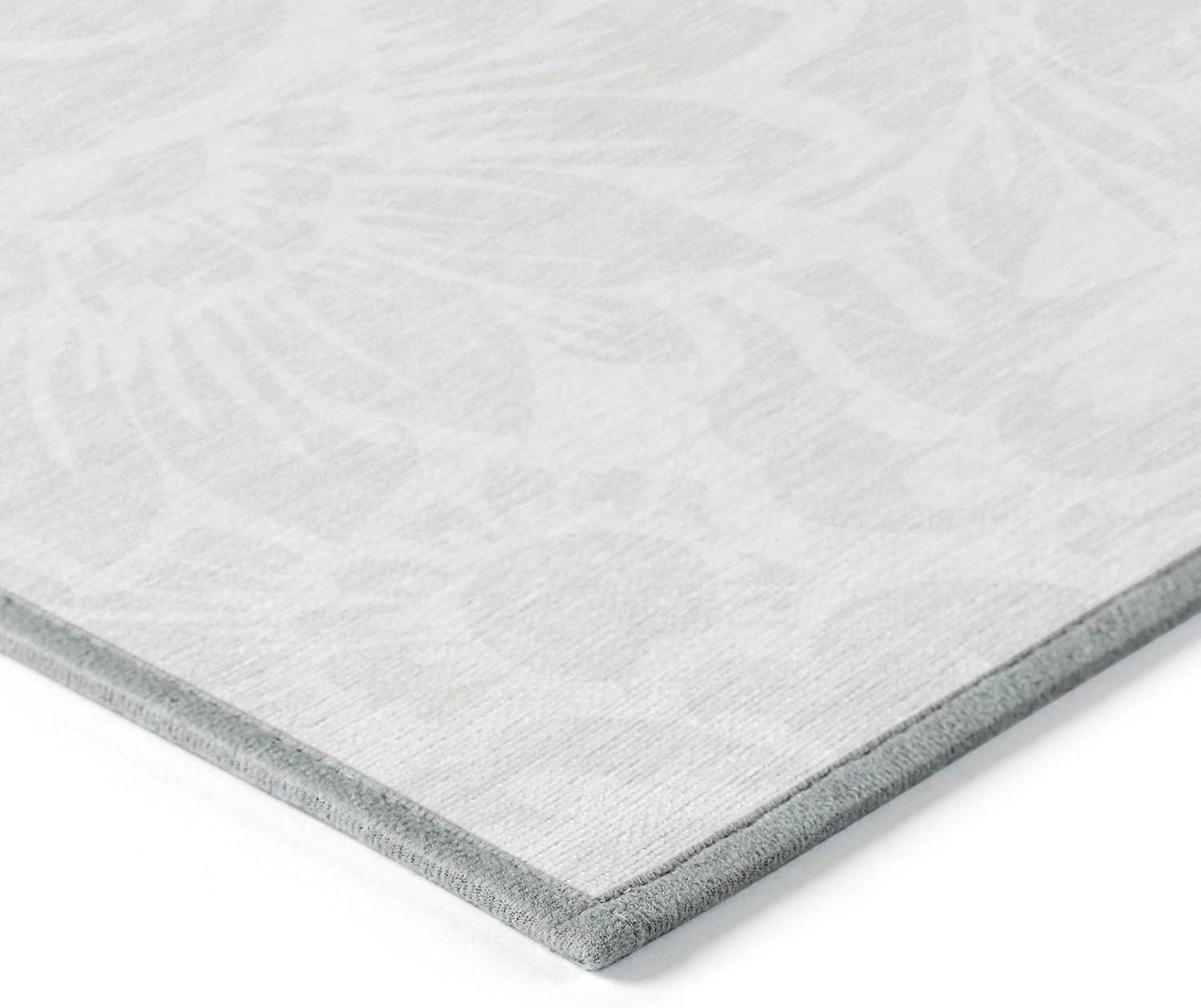Ivory Floral Synthetic Washable Rectangular Rug 2'6" x 3'10"