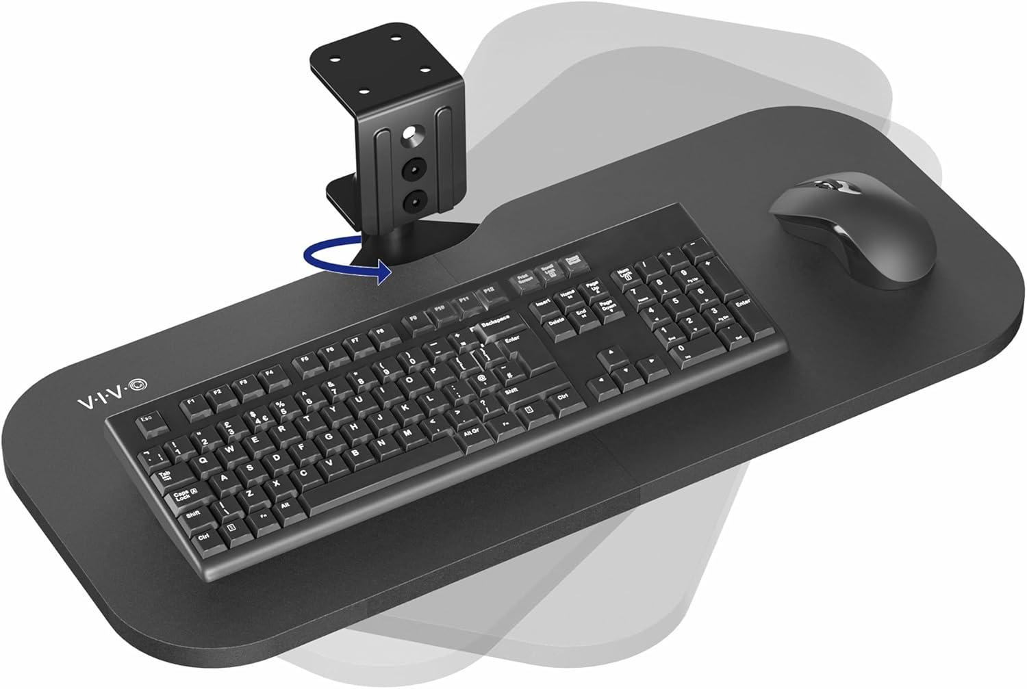 Vivo VIVO Black 23 x 10 inch Screw-In Rotating Computer Keyboard and Mouse Tray