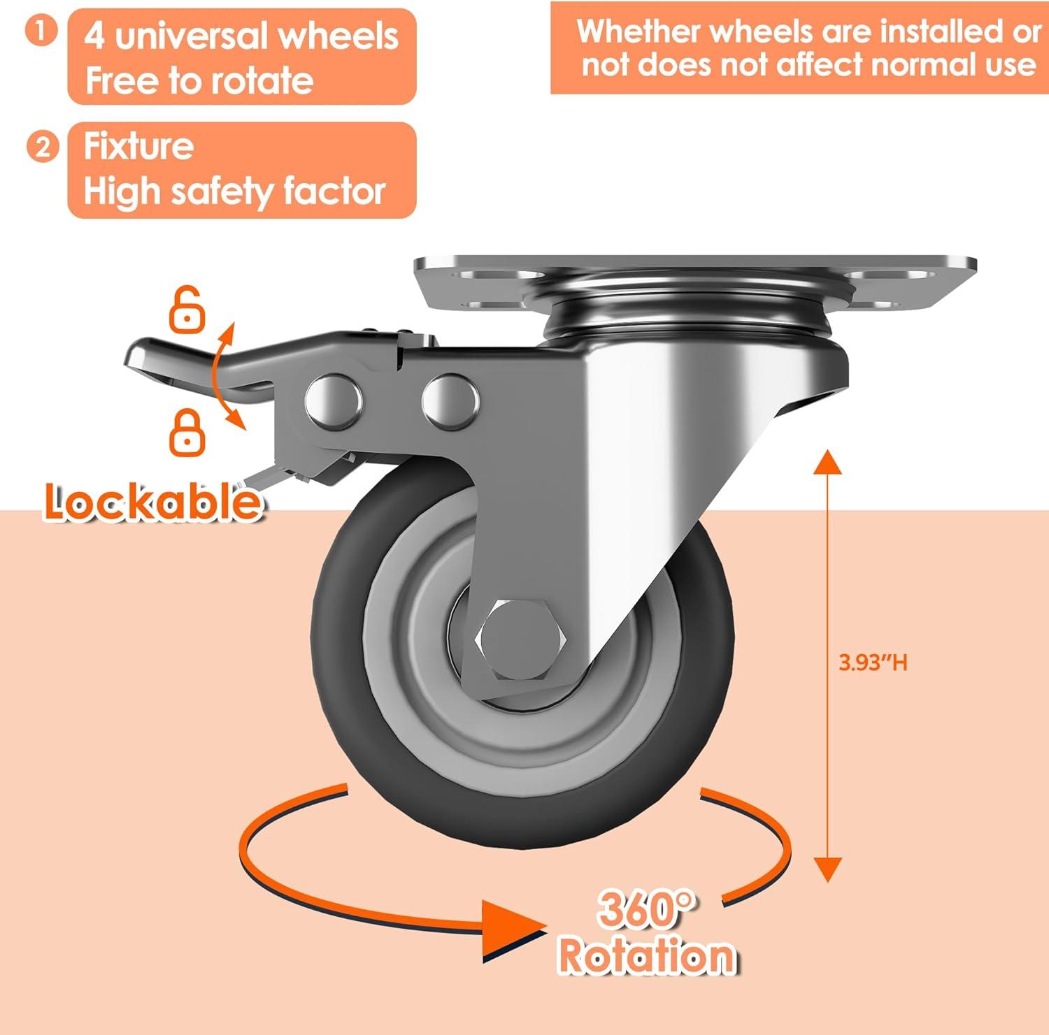 AOBABO 72 Inch Locking Metal Garage Home Office Storage Cabinet with Universal Rubber Wheels/Lockable Casters and Magnetic Doors, White