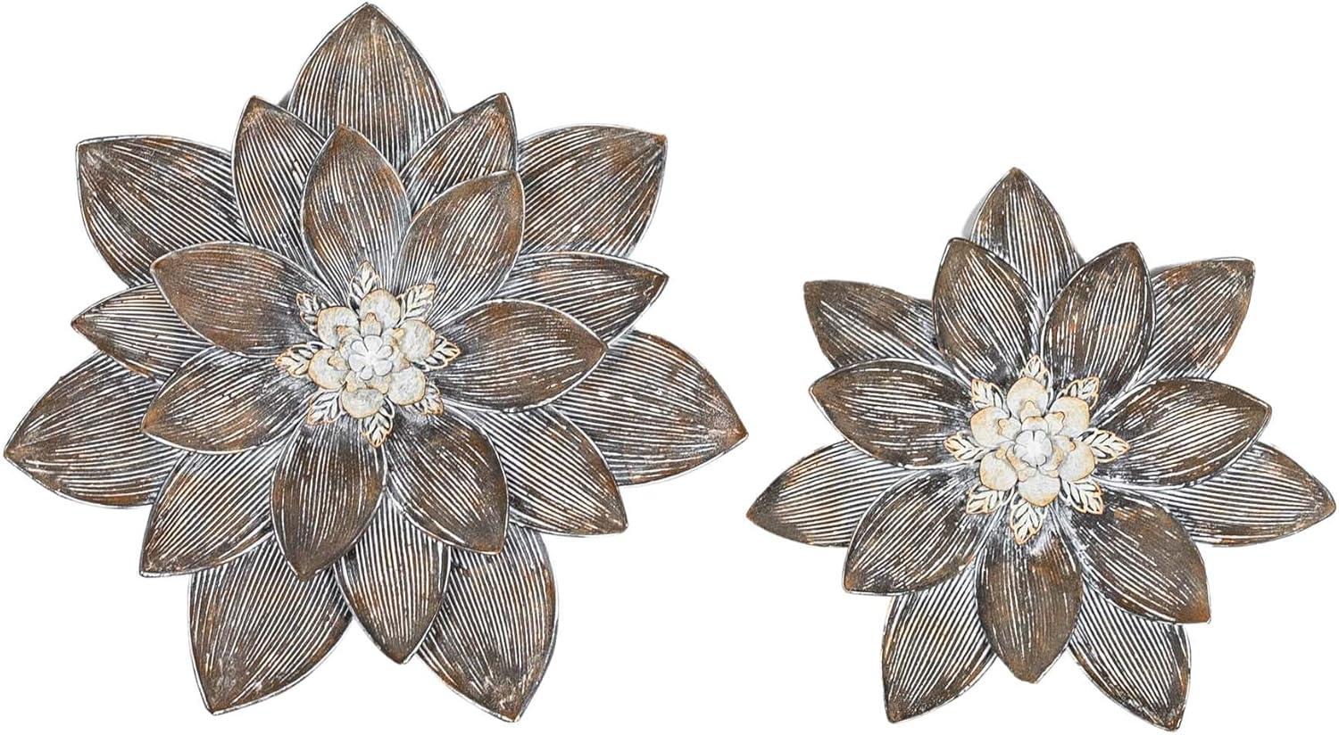 Set of 2 Wall Flowers Brown Metal by Foreside Home & Garden