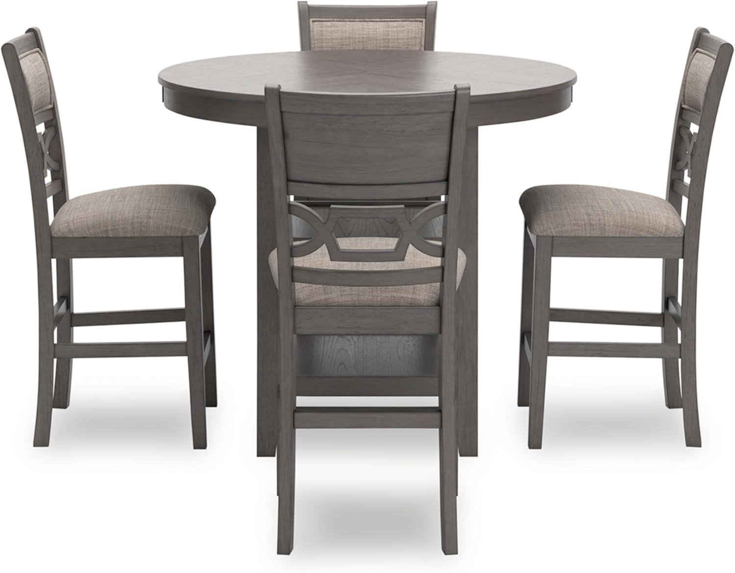 Gray Wood Counter Height Dining Table with 4 Upholstered Bar Stools