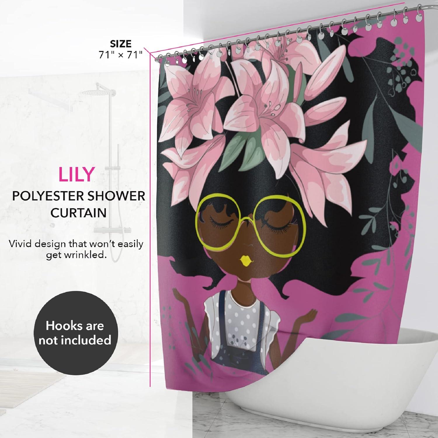 Pardon My Fro | Lily Grommet Shower Curtain, Pink