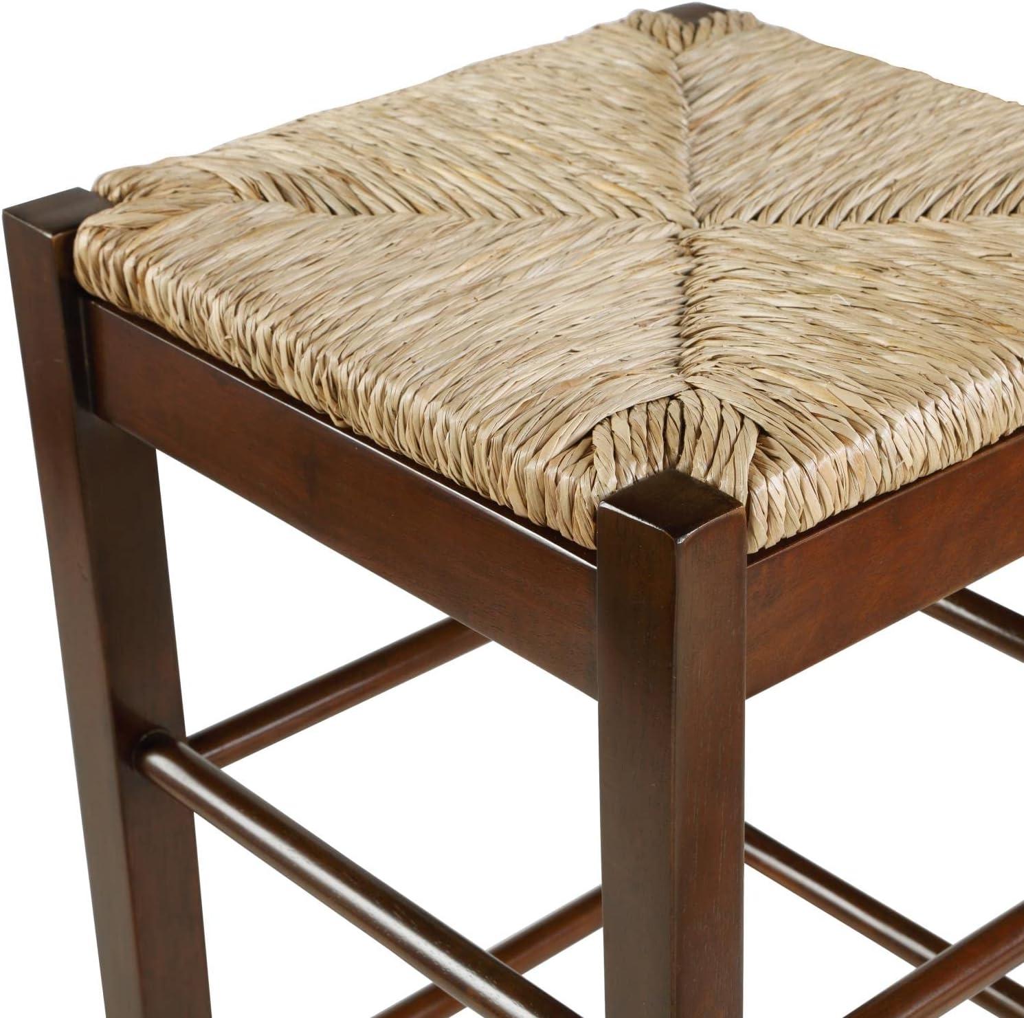 Boraam 24" Rush Seat Hardwood Counter Height Barstool Cappuccino: Solid Wood, Fixed Height, 300lb Capacity