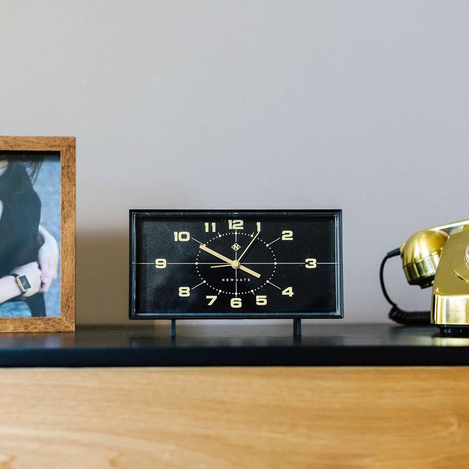 Black Rectangular Acrylic Retro Alarm Clock with Silent Sweep
