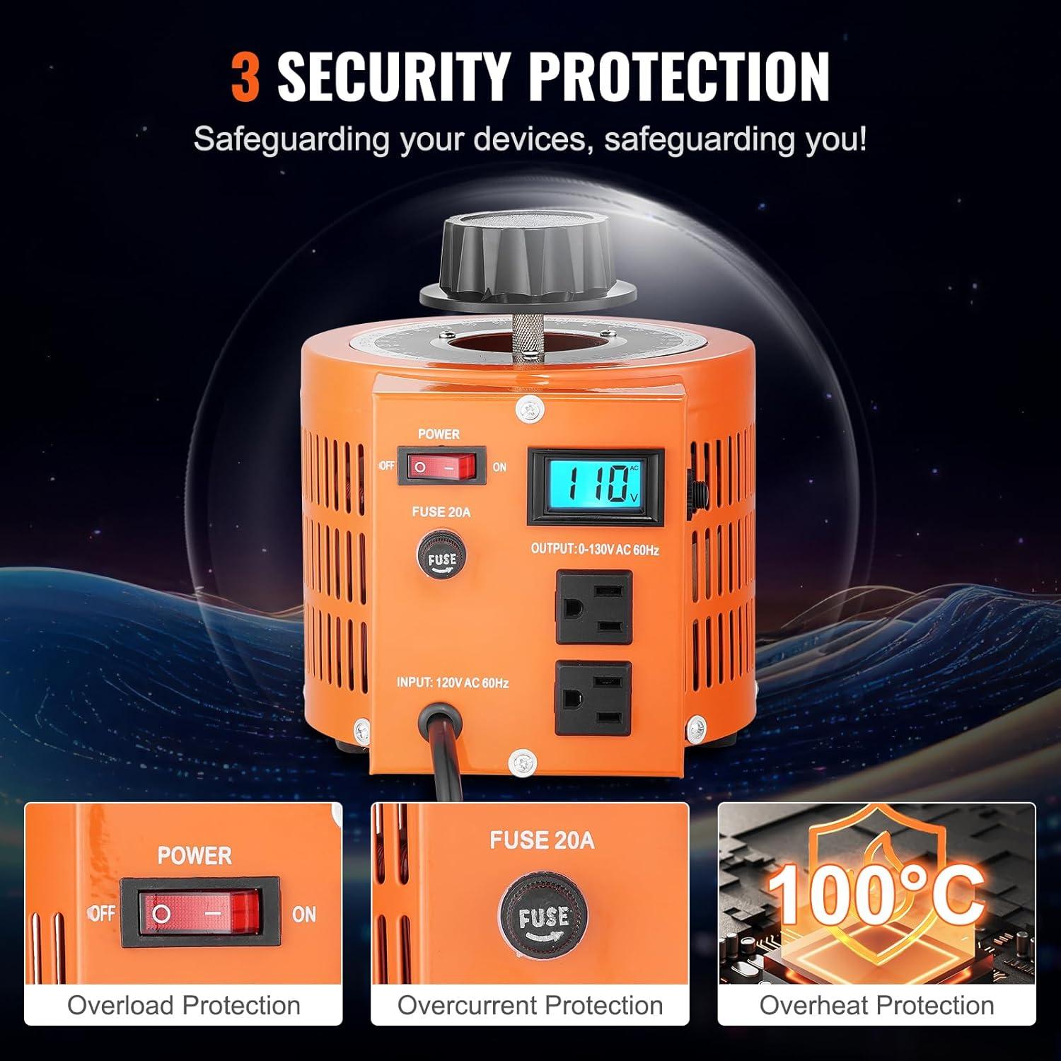 VEVOR VEVOR 500VA Auto Variable Voltage Transformer, 15.3 Amp, 110V Input 0-130V Output AC Voltag KBBYQZZBS5002NBX7V1