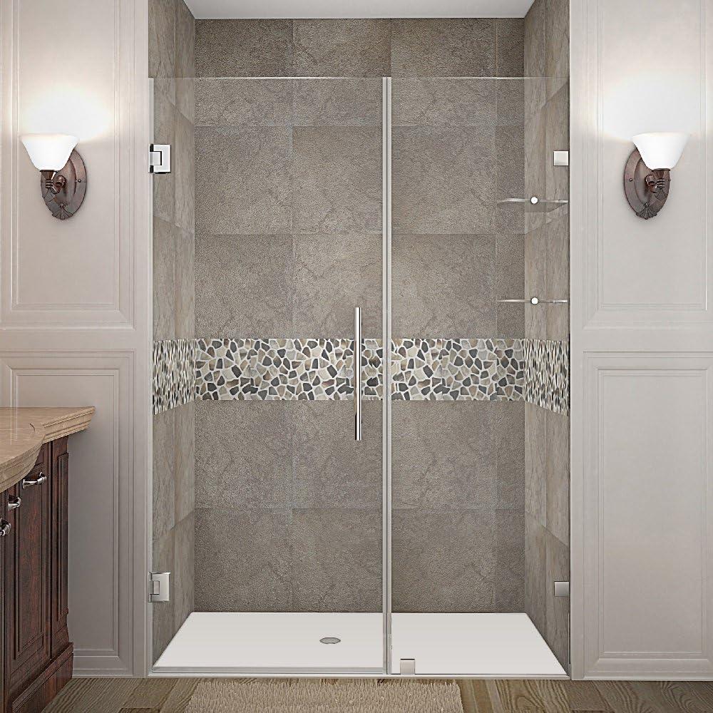 Nautis GS 48" x 72" Frameless Hinged Shower Door with Stainless Steel