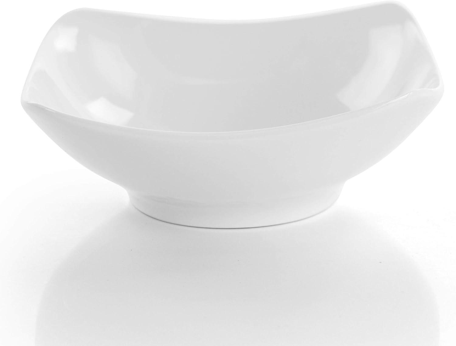 18pc Porcelain Newman Square Dinnerware Set White - Elama: Microwave & Dishwasher Safe, Service for 4, Solid Pattern