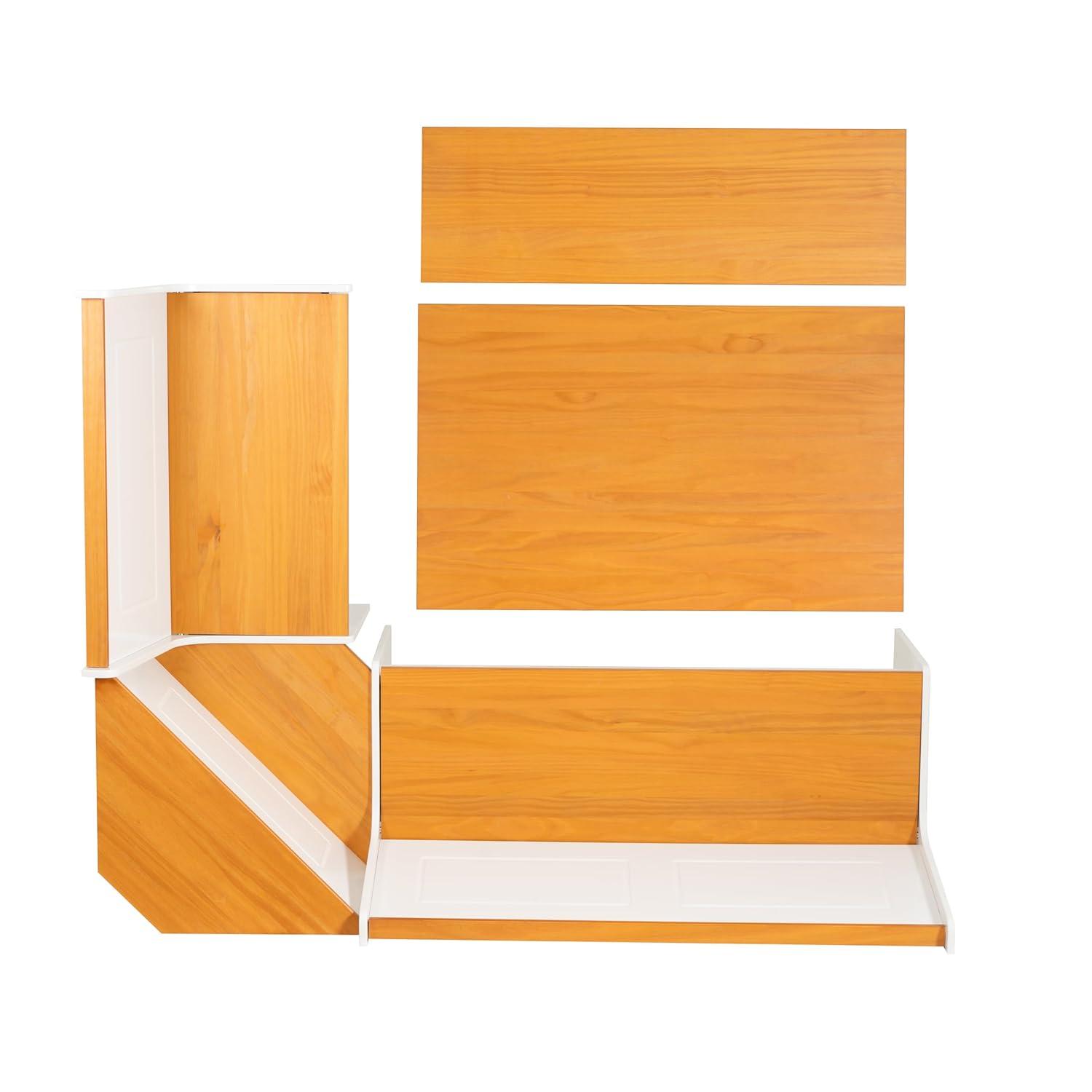 5pc Ardmore Breakfast Storage Corner Nook Dining Set Wood/White/Natural - Linon: Chic Farmhouse Style, Seats 6