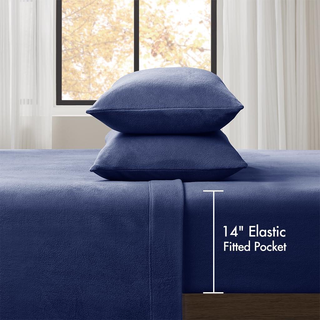 Full Micro Fleece Sheet Set Navy - True North by Sleep Philosophy
