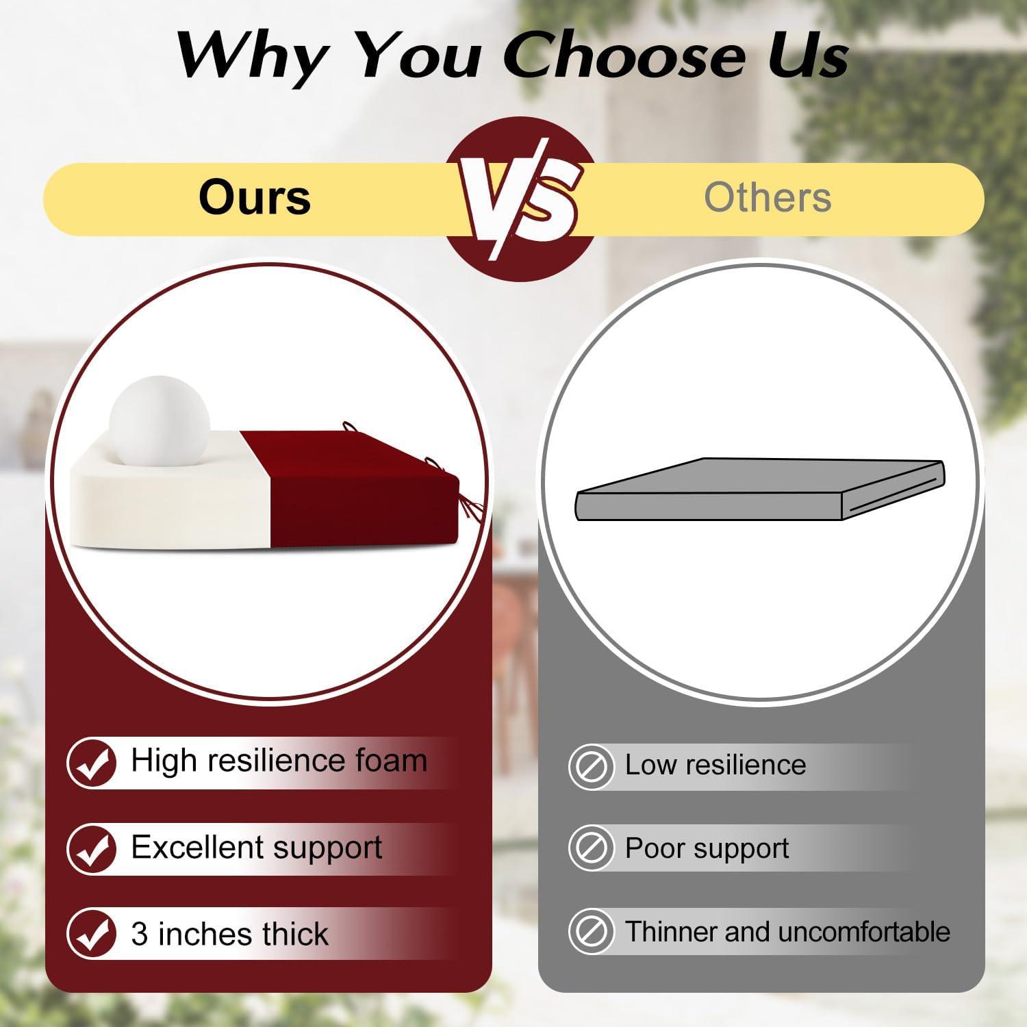 LOVTEX Outdoor Chair Cushions Set of 4, Waterproof Patio Chair Cushions with Ties, 18.5 x 16 x 3 inch, Khaki