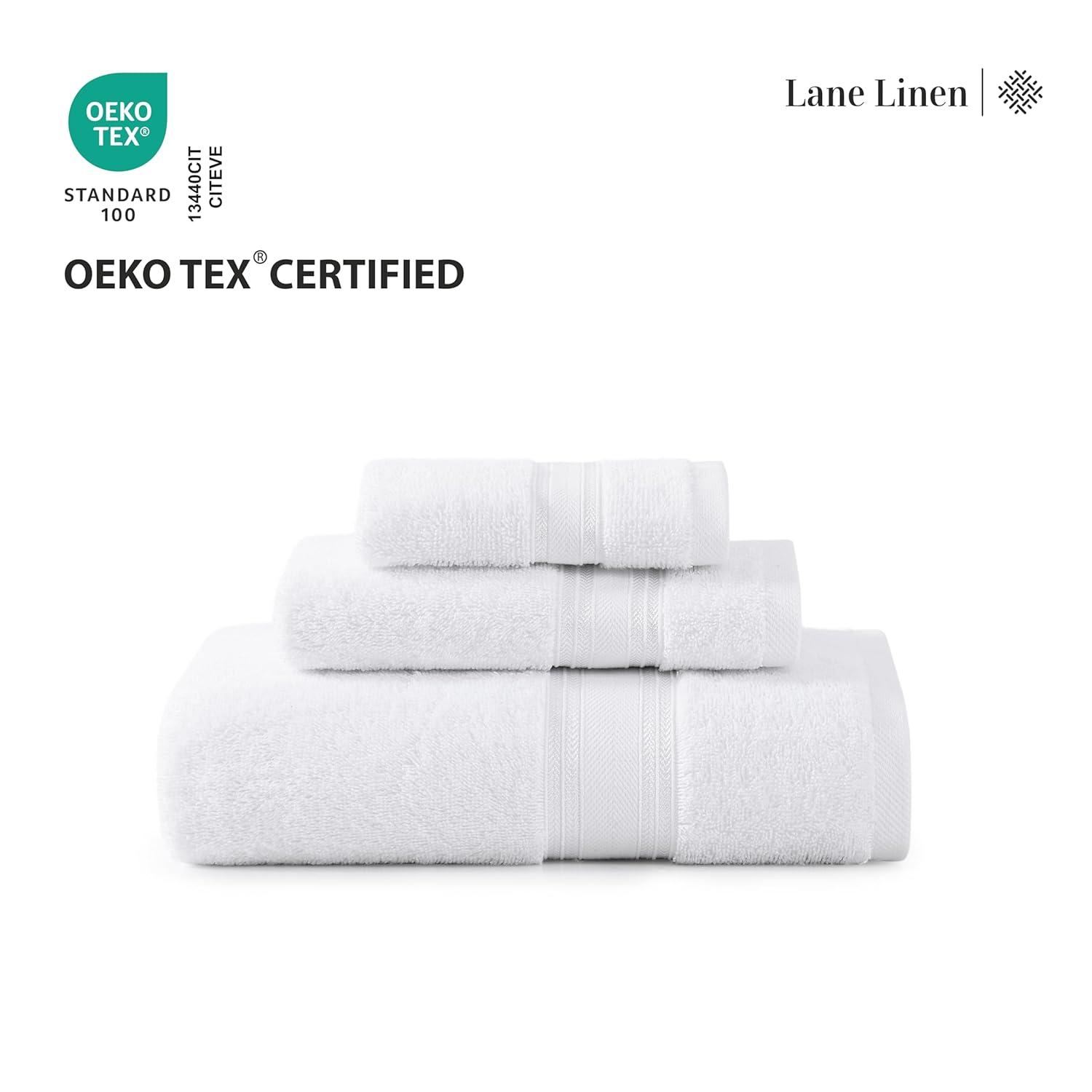 LANE LINEN Luxury Bath Towels Set - 12 Piece, 100% Cotton, Zero Twist, Super Soft & Absorbent, Includes 4 Bath Towels, 4 Hand Towels, 4 Washcloths - White