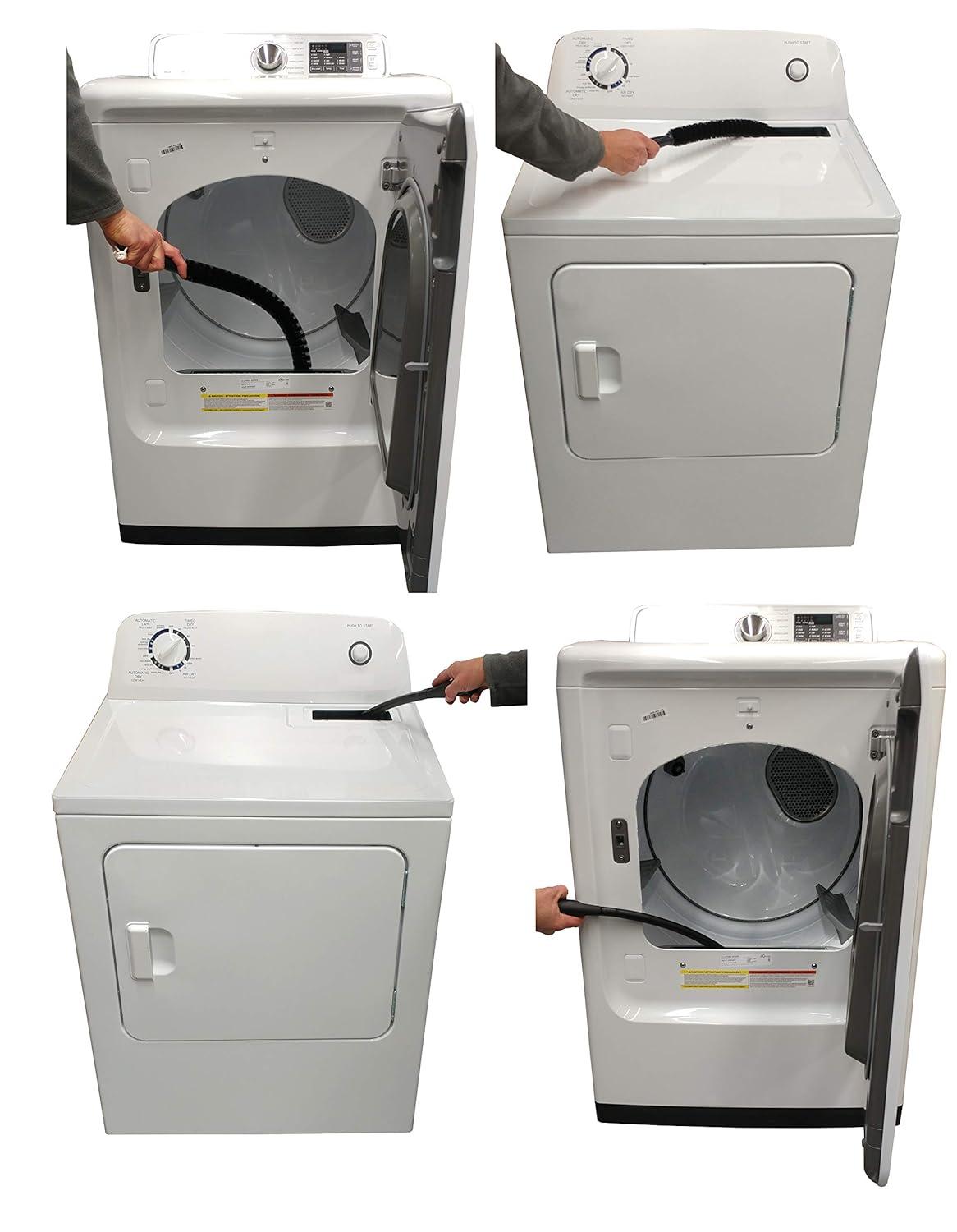 Vacuum Attachment for Dryer Vent, Crevice Cleaning Tool for Clothes Dryer with Lint Trap Brush and Flexible Hose. Duct Cleaner Kit. Designed by Dryer Vent Cleaning Technicians.