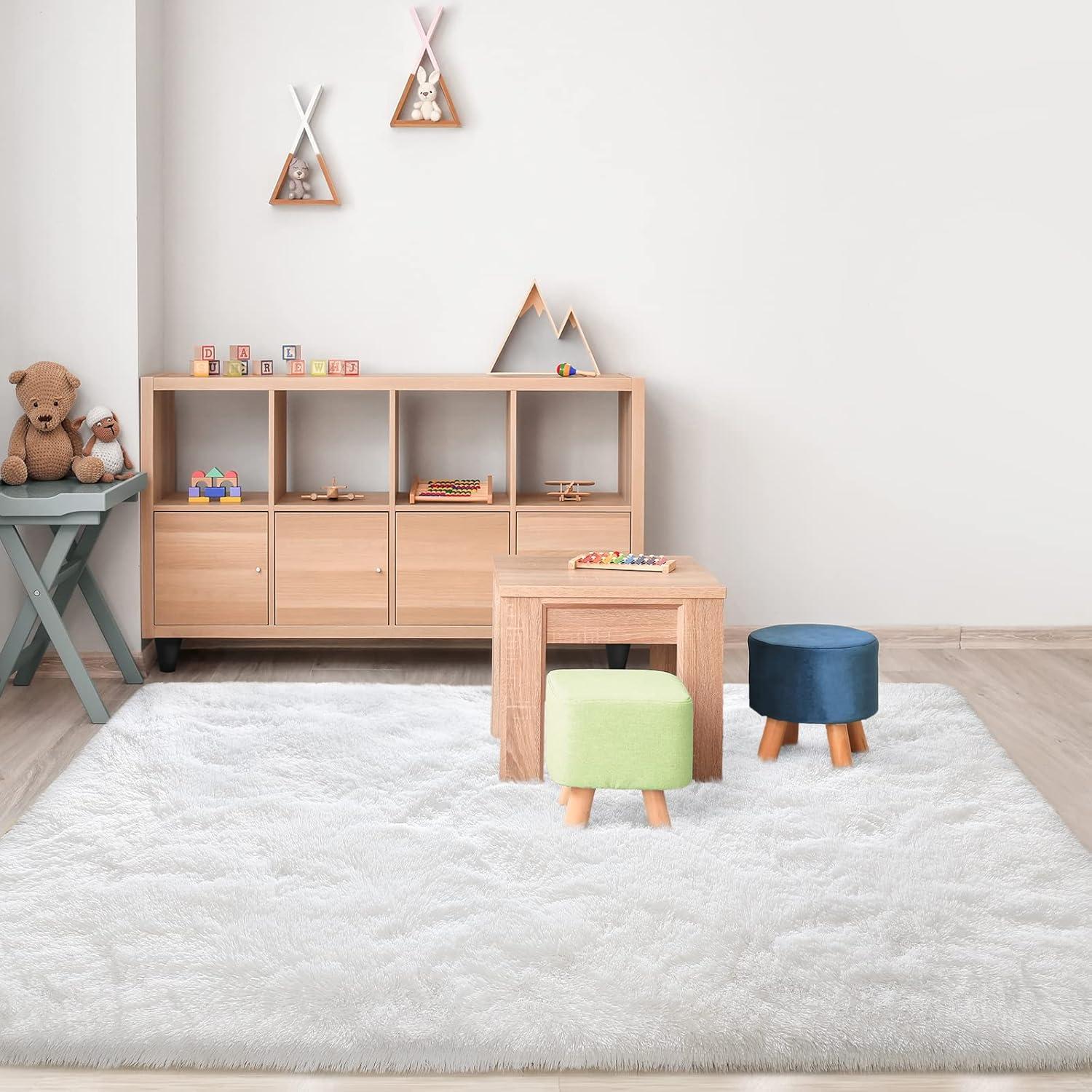 Noahas Fluffy Shaggy Rugs, 5x8 Feet Purple Plush Rugs for Girls Bedroom, Soft Kids Room Carpets, Large Bedside Rug, Upgrade Non-Slip Rugs for Children Nursery Dorm Home Decor, Purple