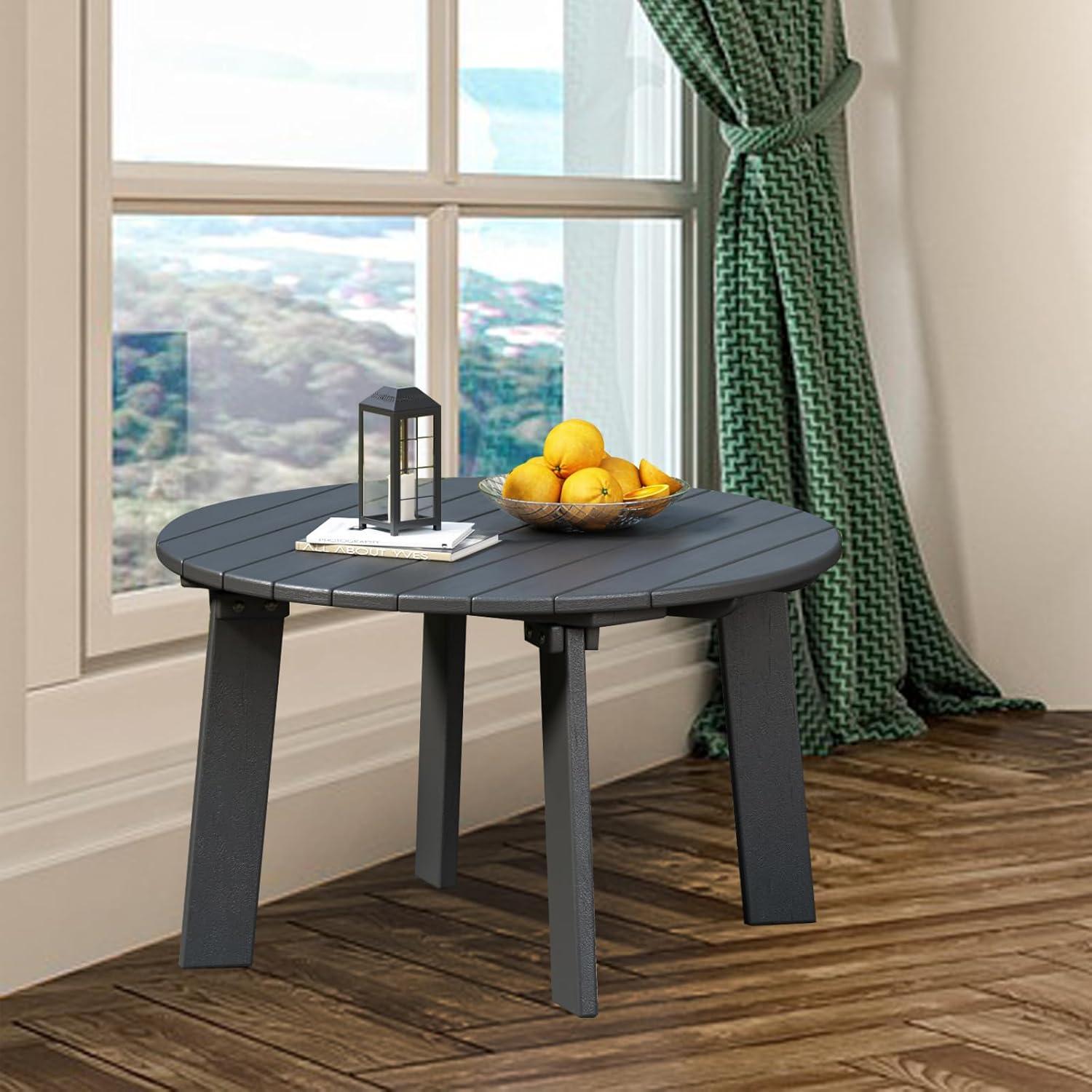 White Round Plastic Outdoor Adirondack Side Table