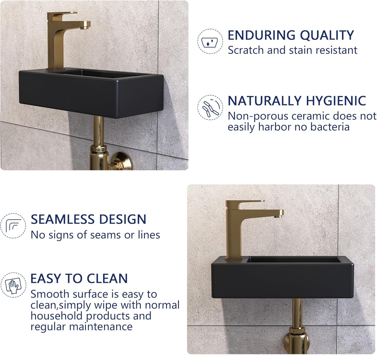 Liberty 14.57'' x 7'' Vitreous China Rectangular Wall Mount Bathroom Sink with Left Faucet Hole for Small Space