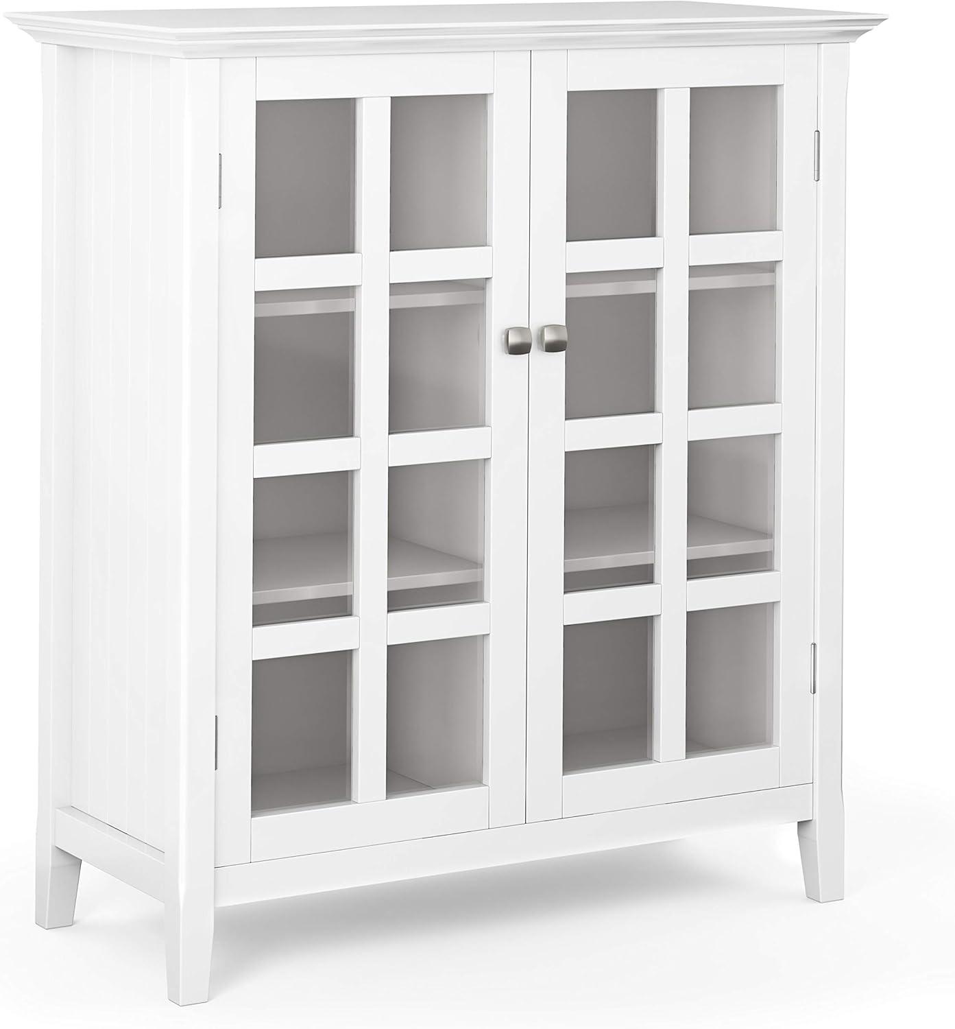 Simpli Home Acadian Solid Wood Medium Storage Cabinet In White