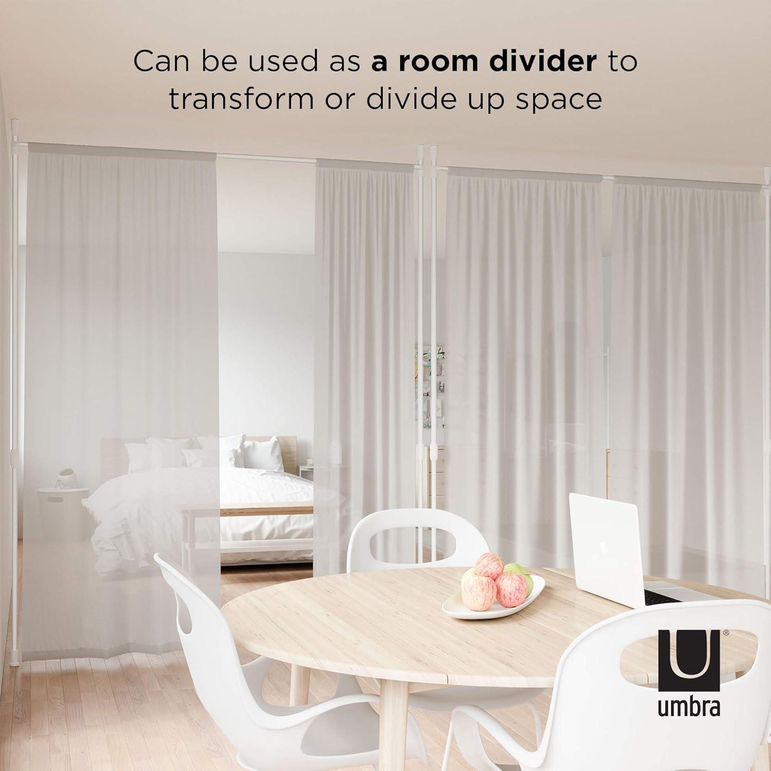 36"-66" Umbra Anywhere Curtain Rod Nickel Finish: Adjustable Tension Rod, Metal, Smooth Surface, Silver