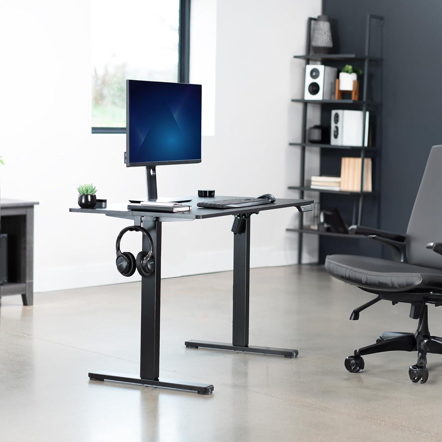 Black Adjustable Electric Standing Desk with Memory Controller