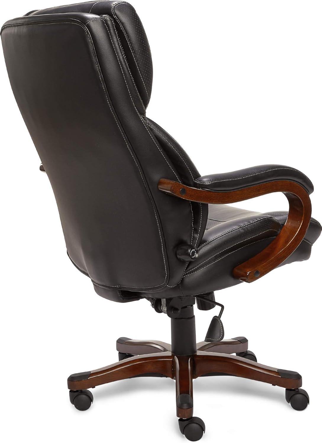 Ergonomic High-Back Swivel Executive Chair in Black Bonded Leather