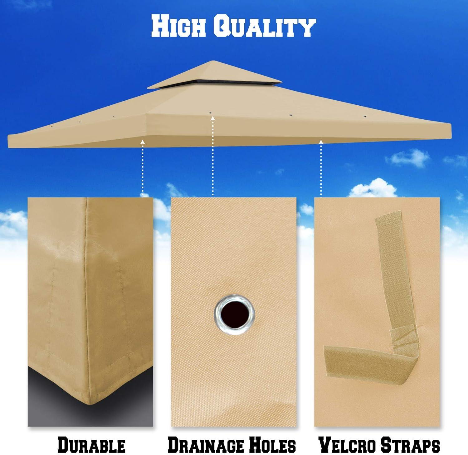 Sunny Replacement Canopy Top Cover for 10'X10' Gazebo Polyester Double Tiers for Outdoor Garden Patio Pavilion Sunshade