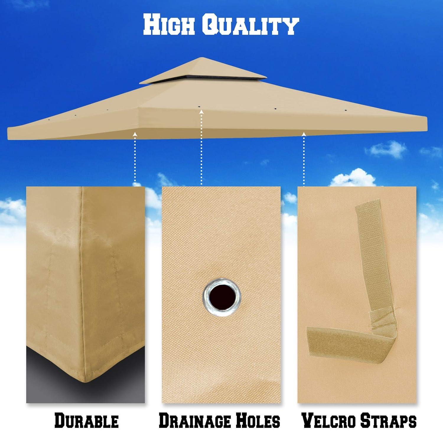 Sunny Replacement Canopy Top Cover for 10'X10' Gazebo Polyester Double Tiers for Outdoor Garden Patio Pavilion Sunshade