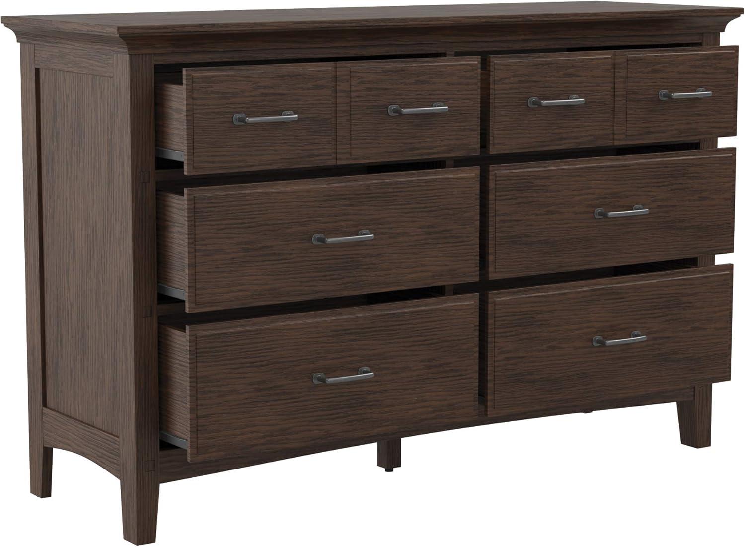 OSP Home Furnishings Modern Mission Queen Bedroom Set with 2 Nightstands and 1 Dresser in Vintage Oak Finish 7/CTN