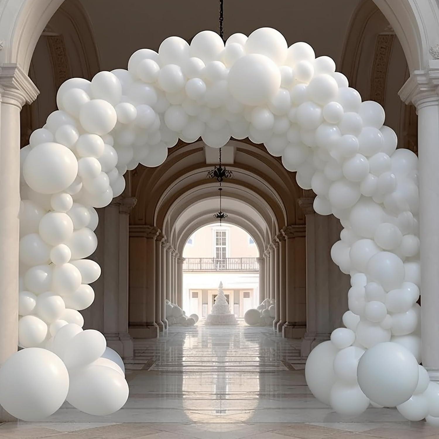 130PCS White Balloons Different STF9 Sizes 18" 12" 10" Balloon Garland Arch Kit perfect for Birthday Party, Graduation, Baby Shower, Wedding, Holiday Decoration and Anniversary (White balloons)