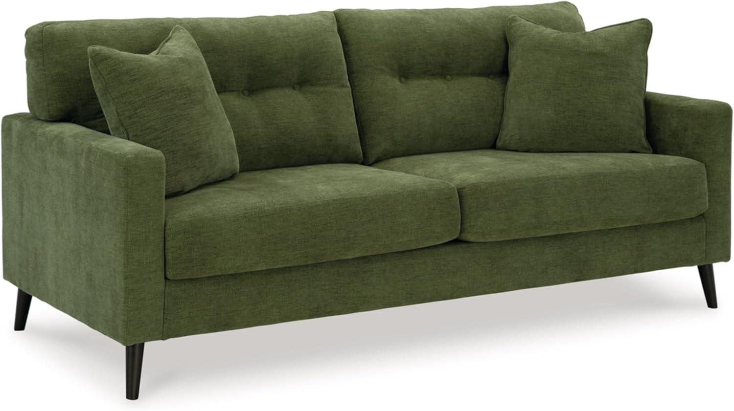 Green Tufted Fabric Stationary Sofa with Pillow Back