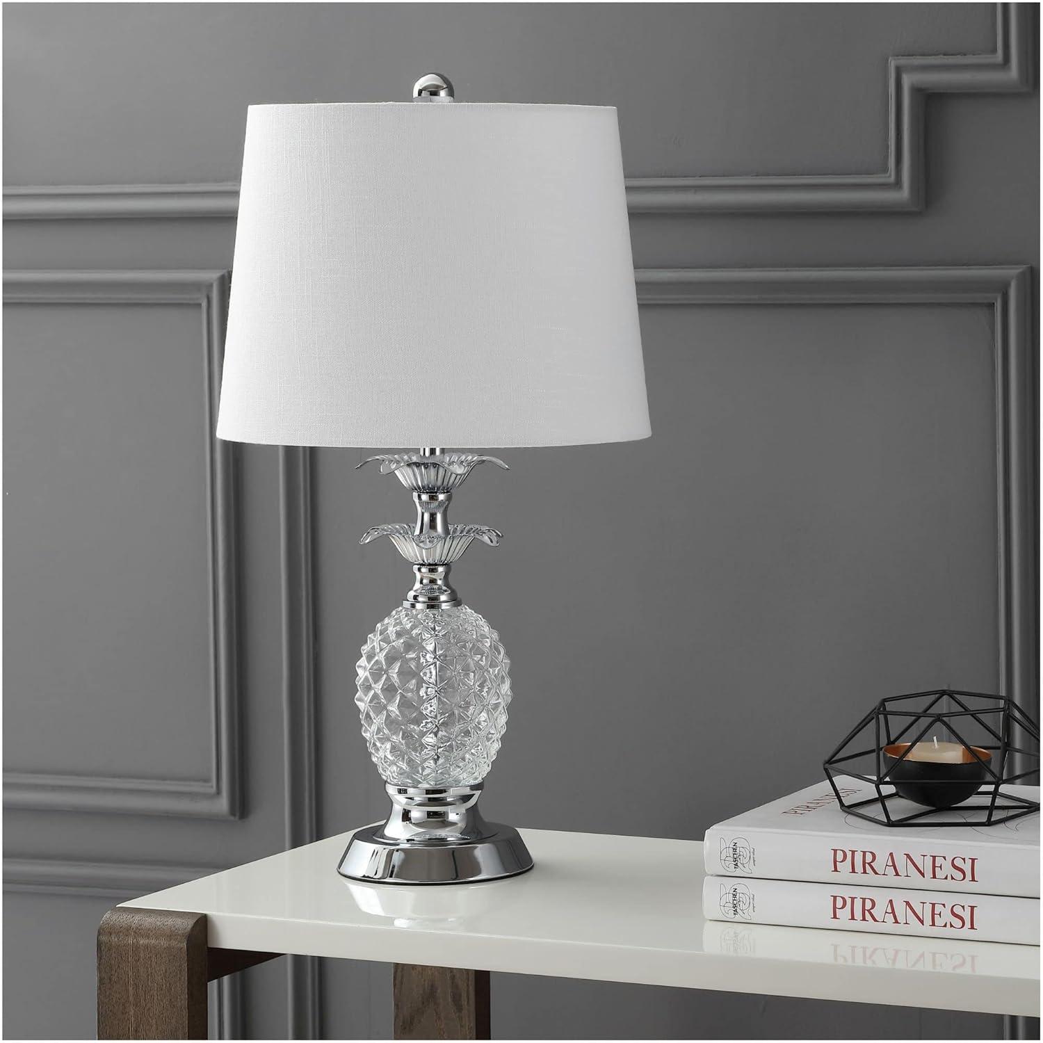 24" Silver Glass Table Lamp with 3-Way Switch