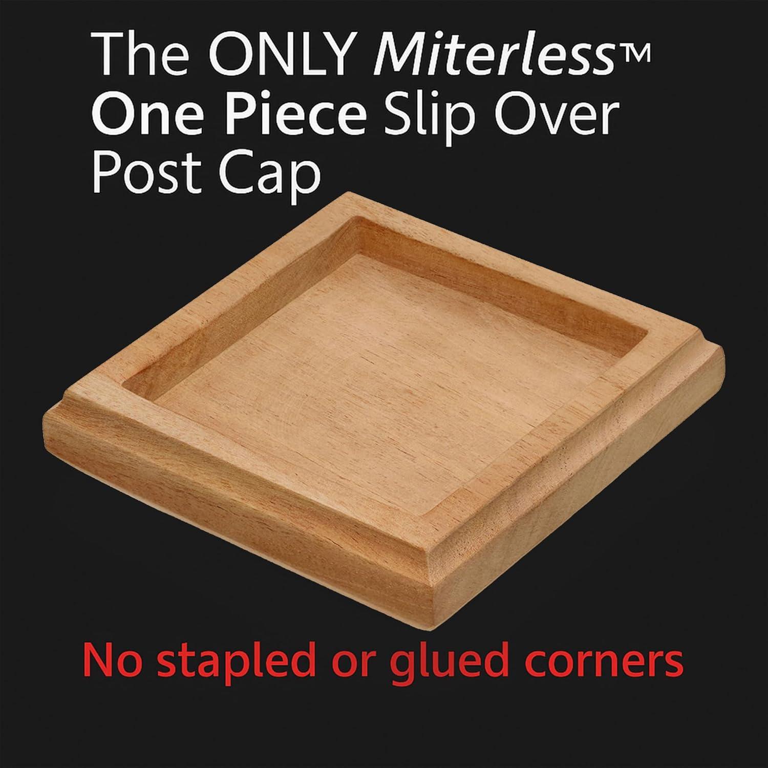 3.5" x 3.5" Wood ONE-Piece Slip Over Post Cap - Traditional Pyramid - One-Piece Miterless - 3/8" Extended Lip - (for 4x4 Post Measuring 3-1/2" x 3-1/2")
