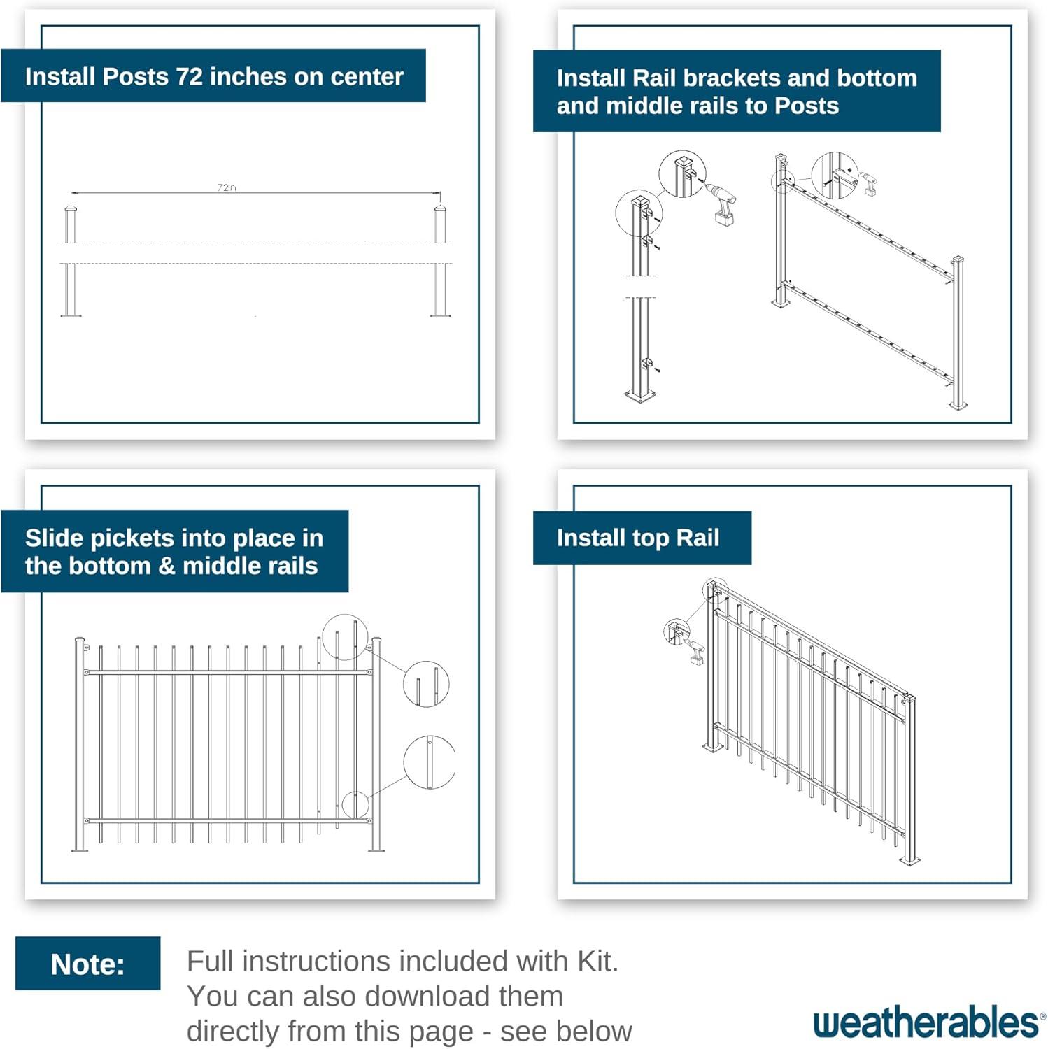 Black Aluminum Flat Top Ornamental Fence Panel 4' x 6'