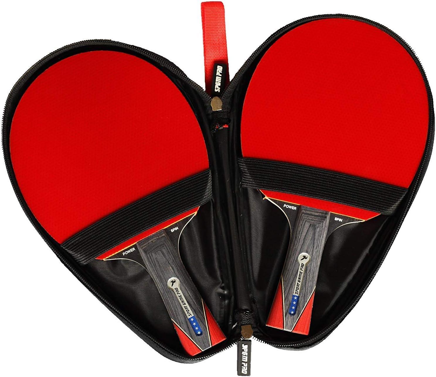 Youth Wood Frame Ping Pong Paddle Set with Case