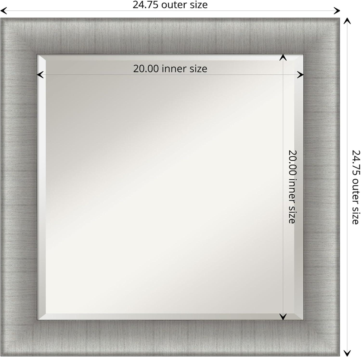 Elegant Brushed Pewter Rectangular 25" Bathroom Vanity Mirror