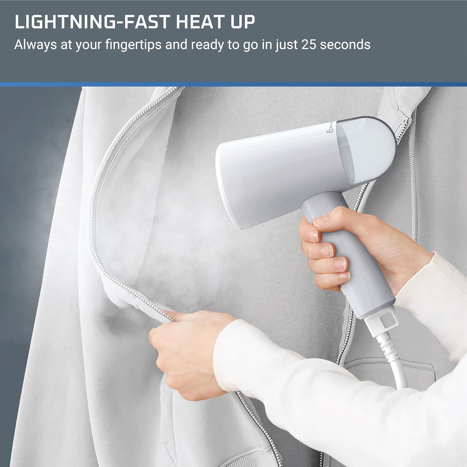 Rowenta Handheld Garment Steamer for Clothes Travel Steam Gray: Travel-Size, Vertical Steam, Comfort-Grip Handle, 1099W