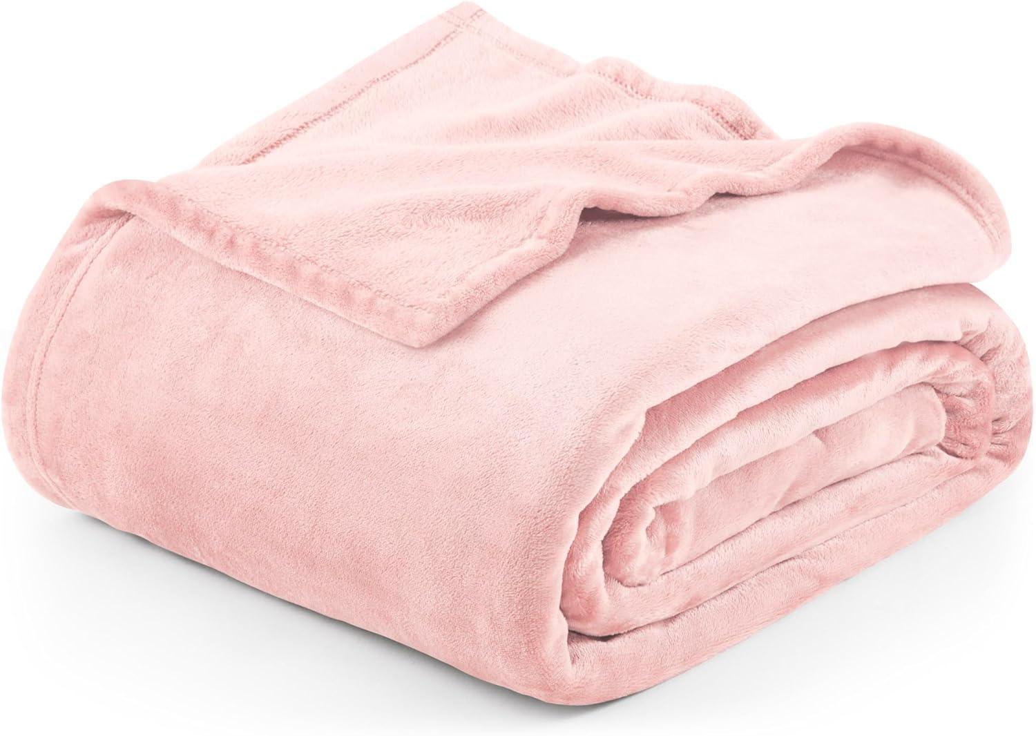 Cozy Comfort Fleece Bed Blankets Queen Size Pink - Soft Lightweight Plush Fuzzy Cozy Blanket, 90X90 inches