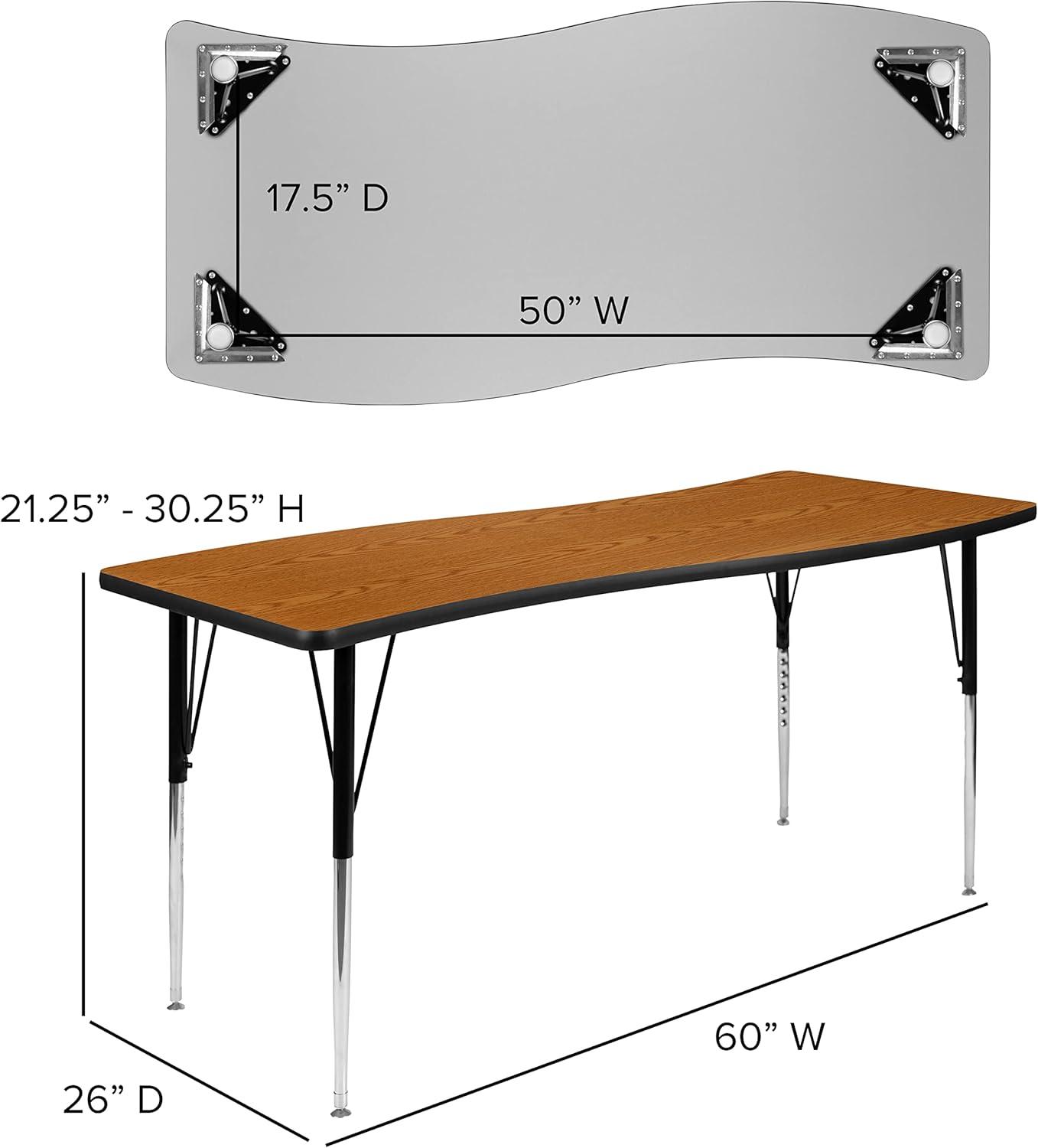 Flash Furniture Goddard 28"W x 47.5"L Rectangular Wave Collaborative Grey Adjustable Height Activity Table