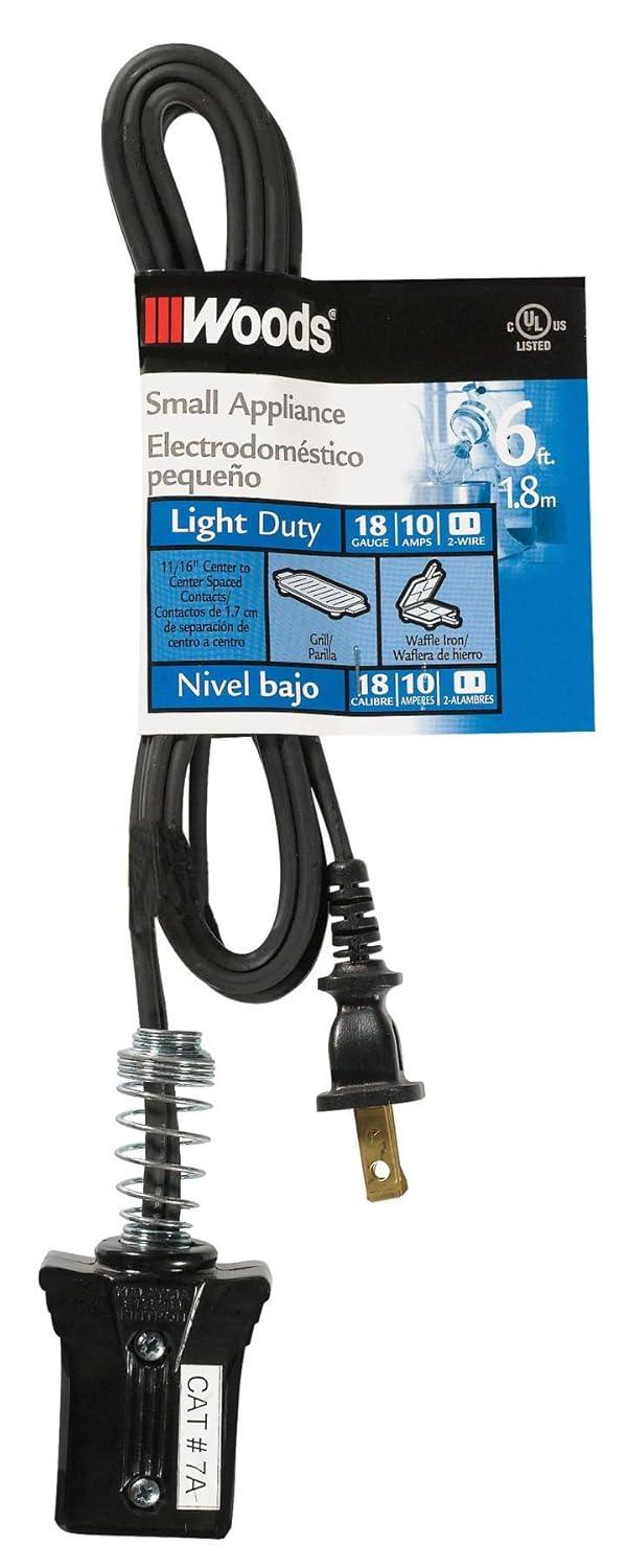 Woods 0291 Household Appliance Cords, 6', Black