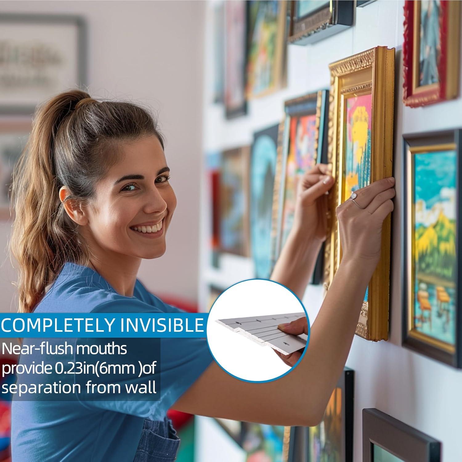 (41 inch) French Cleat Hanger Heavy Duty, 2 Pairs Aluminum Z Clips French Cleats, Interlocking Wall Mount Bracket Hardware Kit for Mirrors, Picture, Shelf, Headboard, Whiteboard, Art, Frames