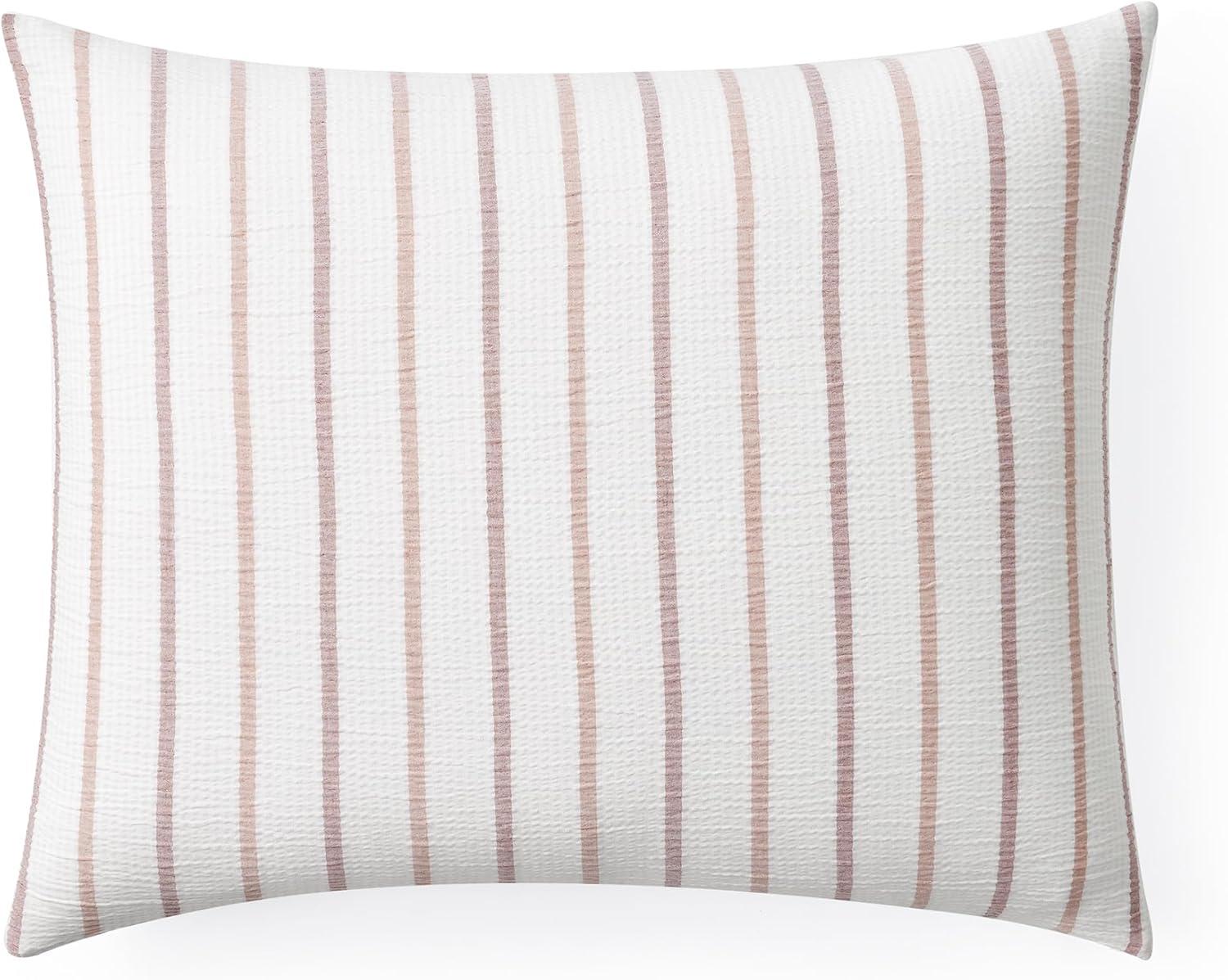 Full/Queen Pink and Brown Striped Polyester Comforter Set