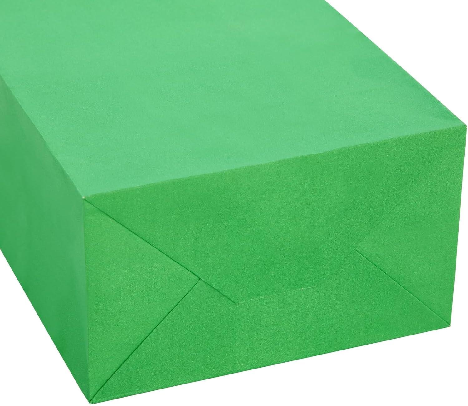 Blue Panda 25-Pack Green Gift Bags with Handles - Small Paper Treat Bags for Birthday, Wedding, Retail (5.3x3.2x9 In)