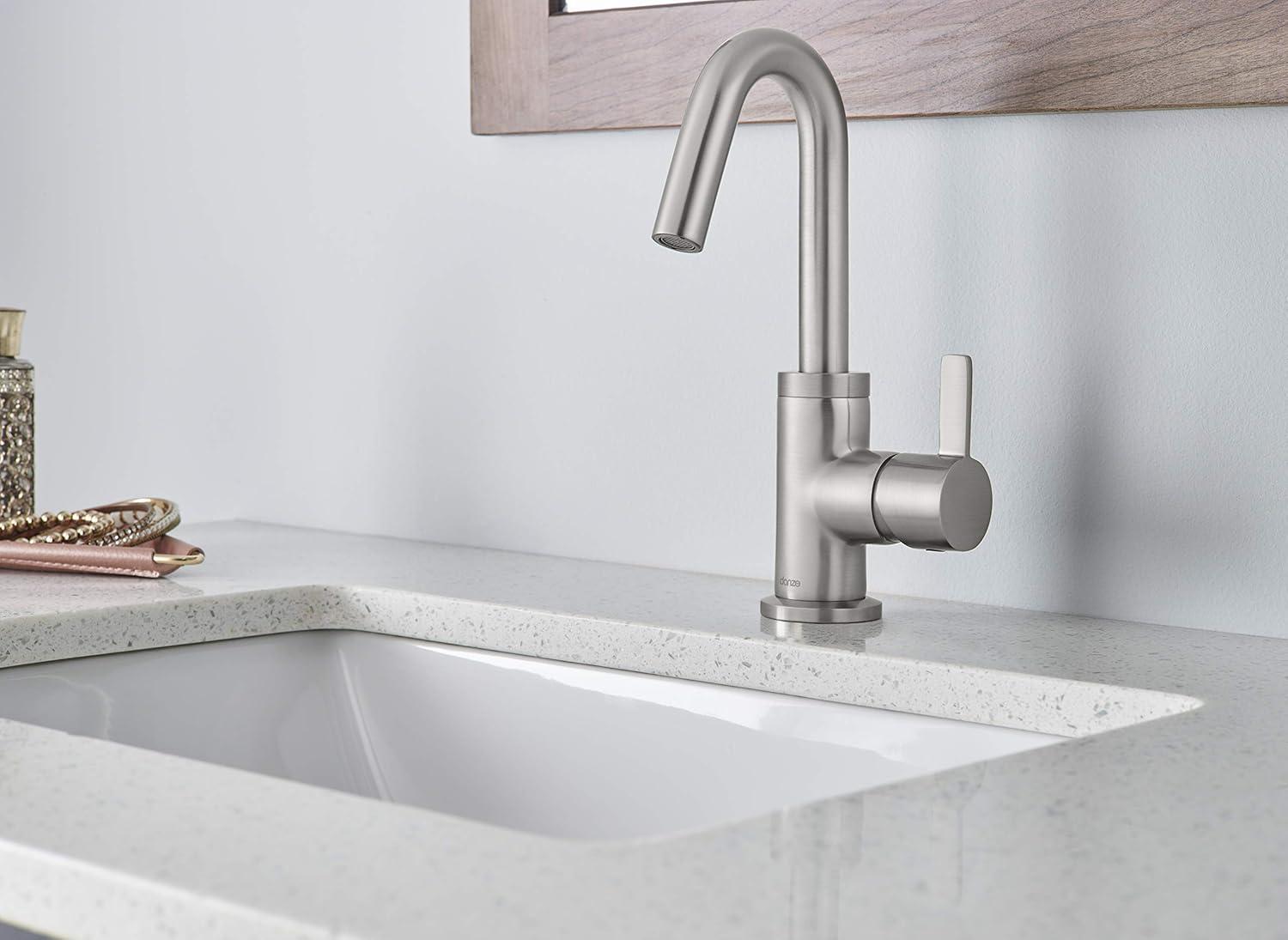 Brushed Nickel Single Handle Bathroom Faucet with Metal Drain