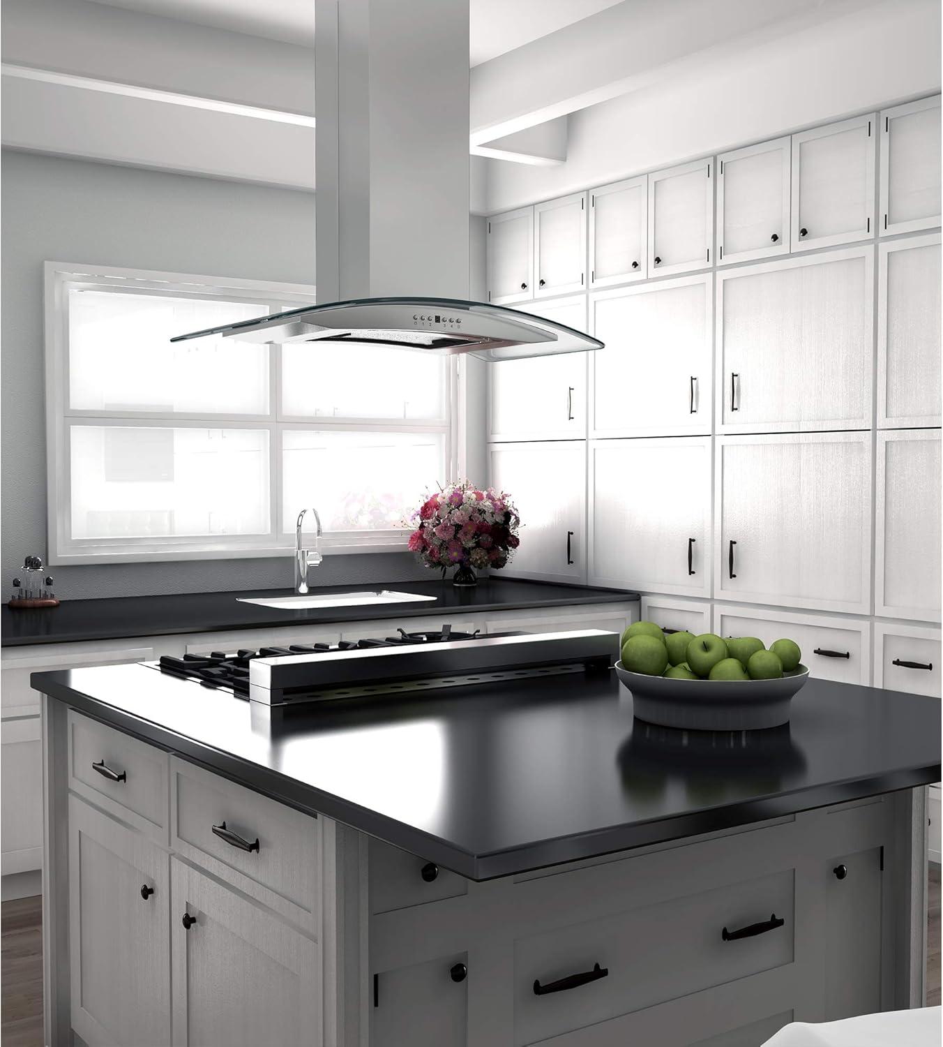 ZLINE ZLINE 36 in. Convertible Vent Isl& Mount Range Hood in Stainless Steel & Glass (GL14i-36)