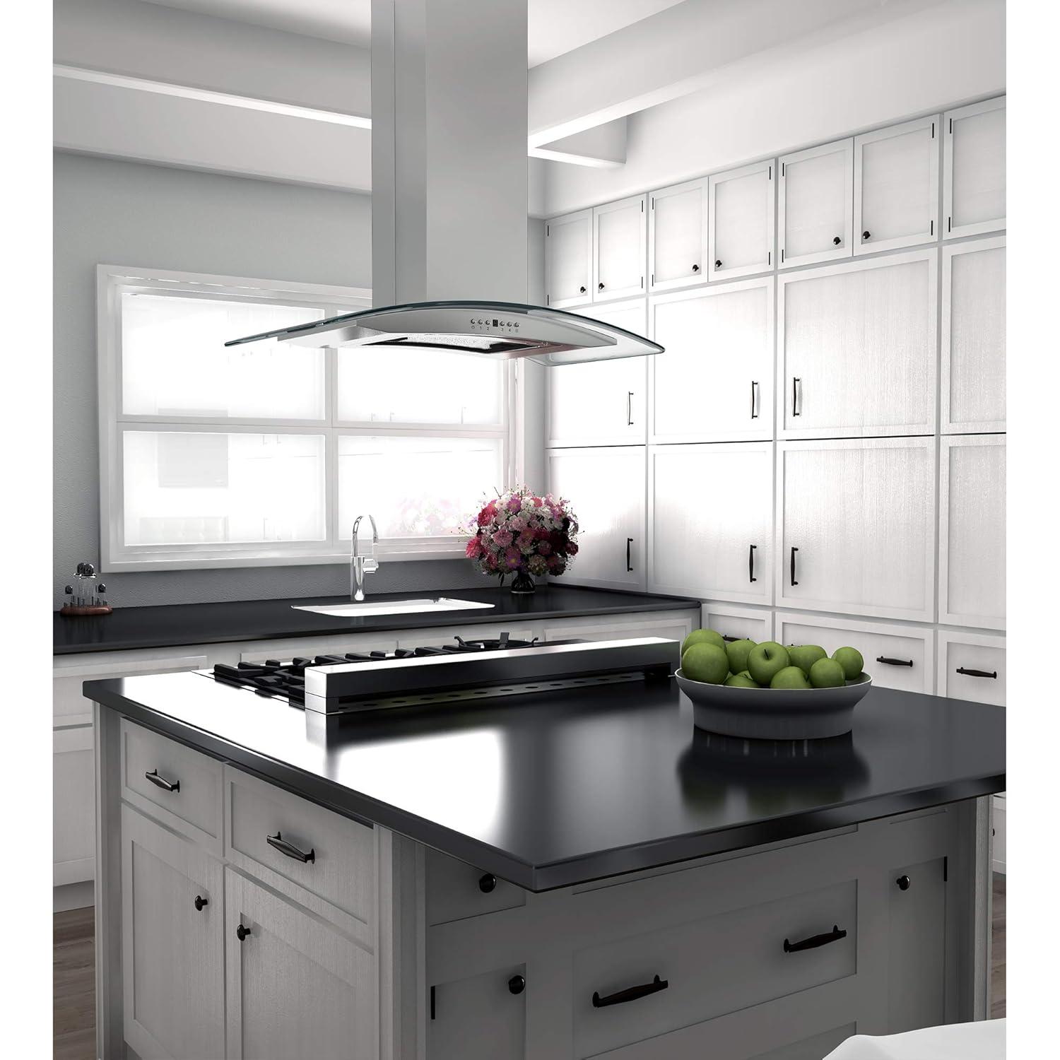 ZLINE ZLINE 36 in. Convertible Vent Isl& Mount Range Hood in Stainless Steel & Glass (GL14i-36)